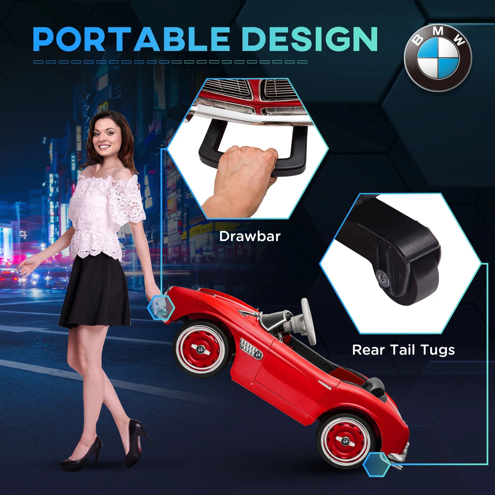 Kids Ride on Electric Car with Parent Remote Control Suspension LED Lights Bluetooth Music 3.1MPH for Kids Red, Bluetooth Music Player