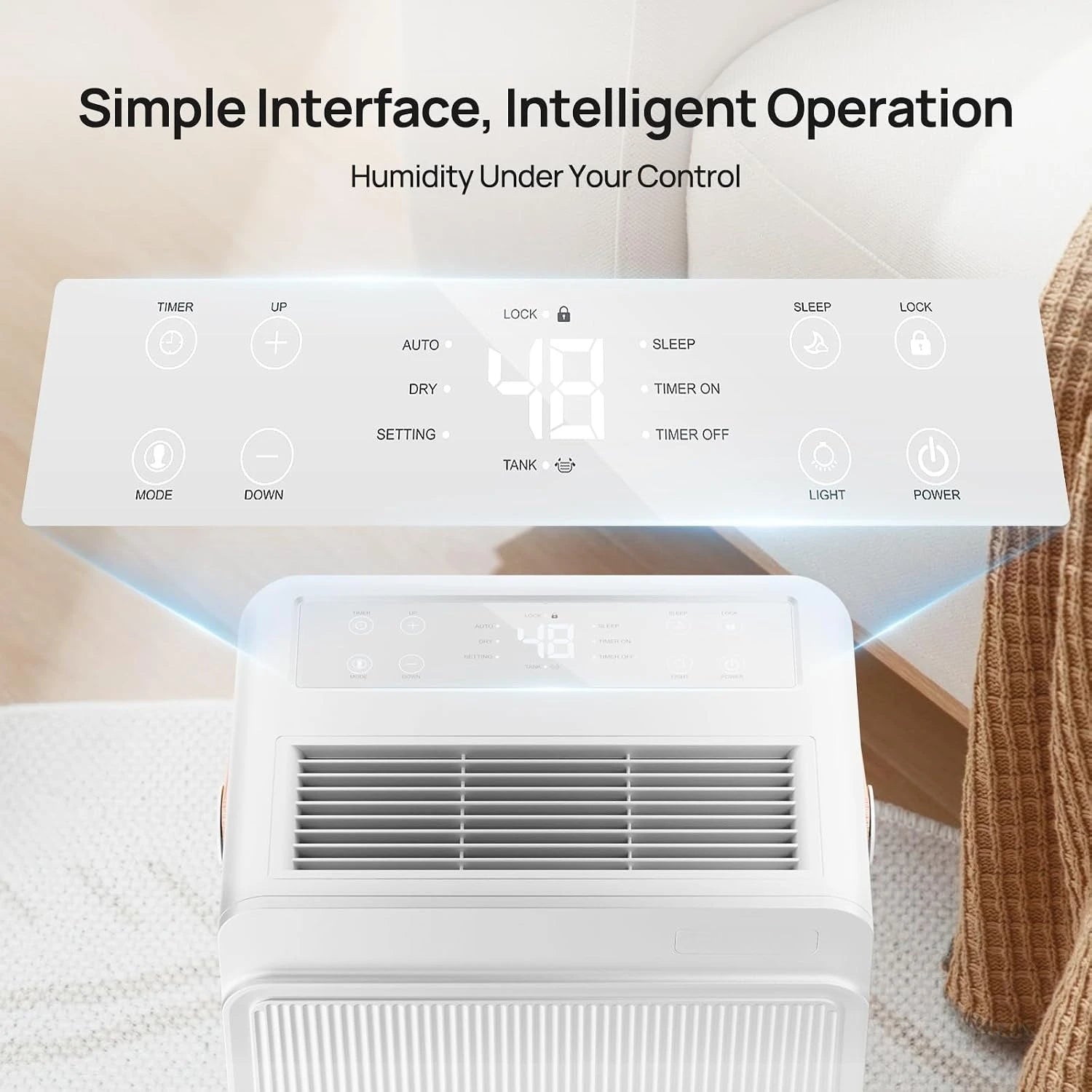 4500 Sq.Ft Dehumidifier, Max 80 Pint/Day Dehumidifier with Drain Hose,Smart Humidity Control, Dual Timer, Sleep Mode