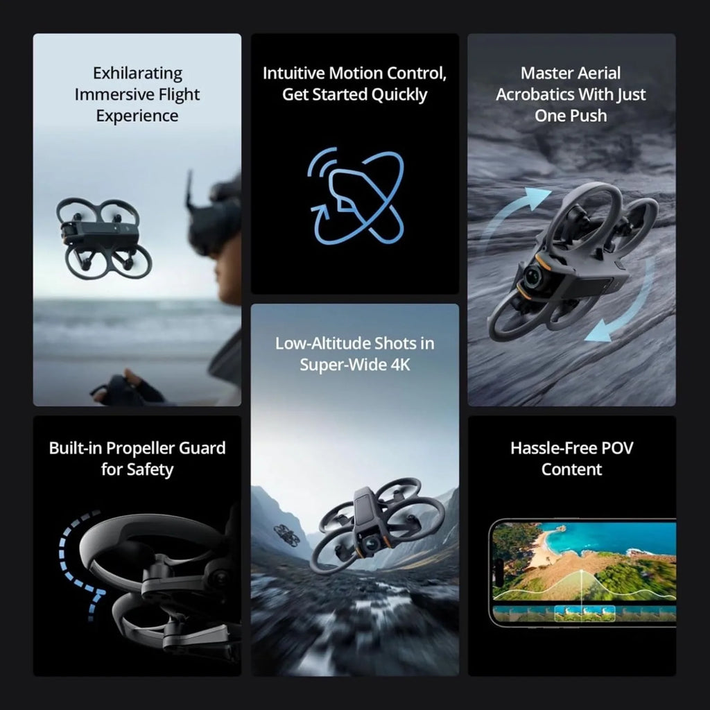 DJI Avata 2 Fly More Combo (3 Battery), 4K FPV Drone, Goggles 3 & Motion Controller, Built-In Propeller Guard