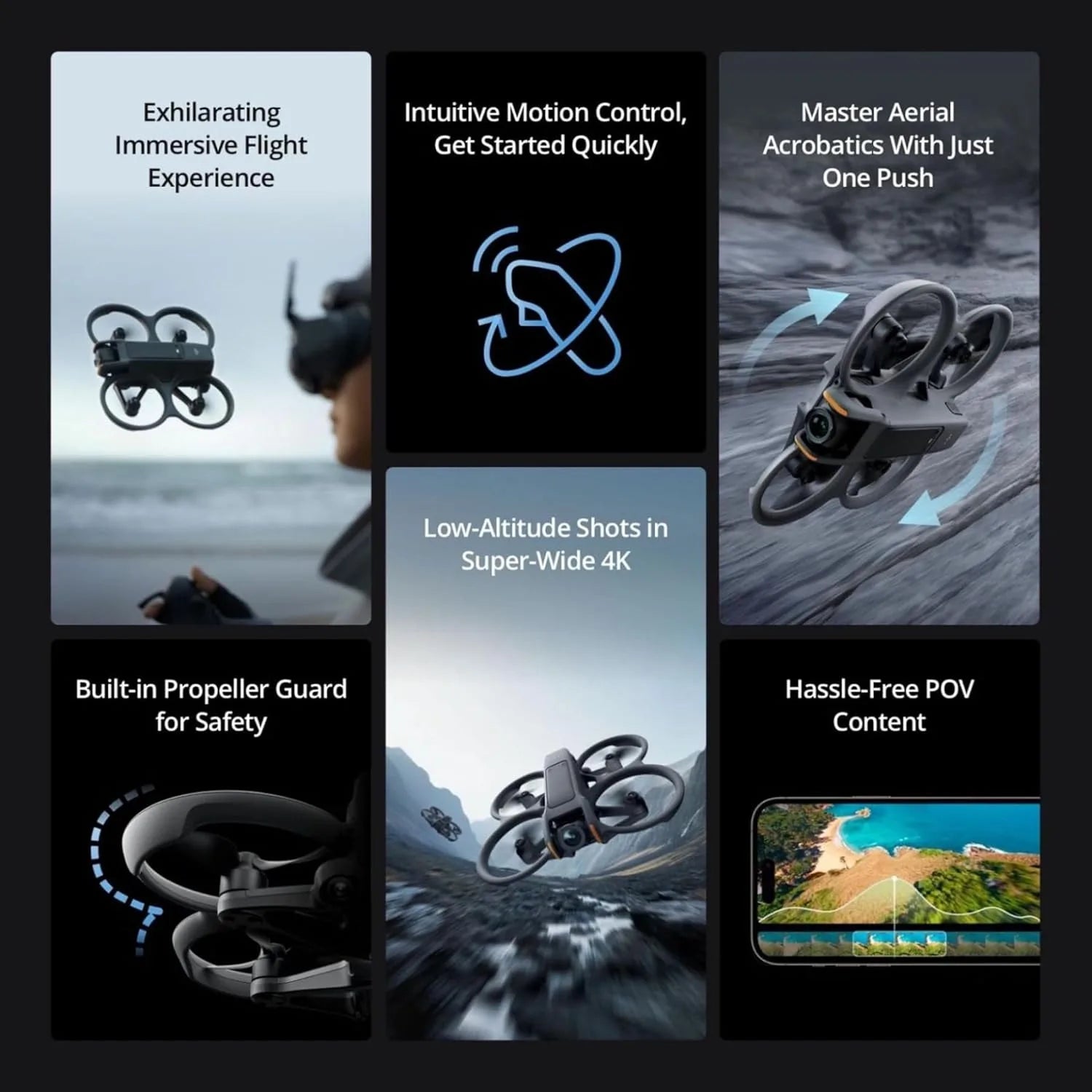 DJI Avata 2 Fly More Combo (3 Battery), 4K FPV Drone, Goggles 3 & Motion Controller, Built-In Propeller Guard