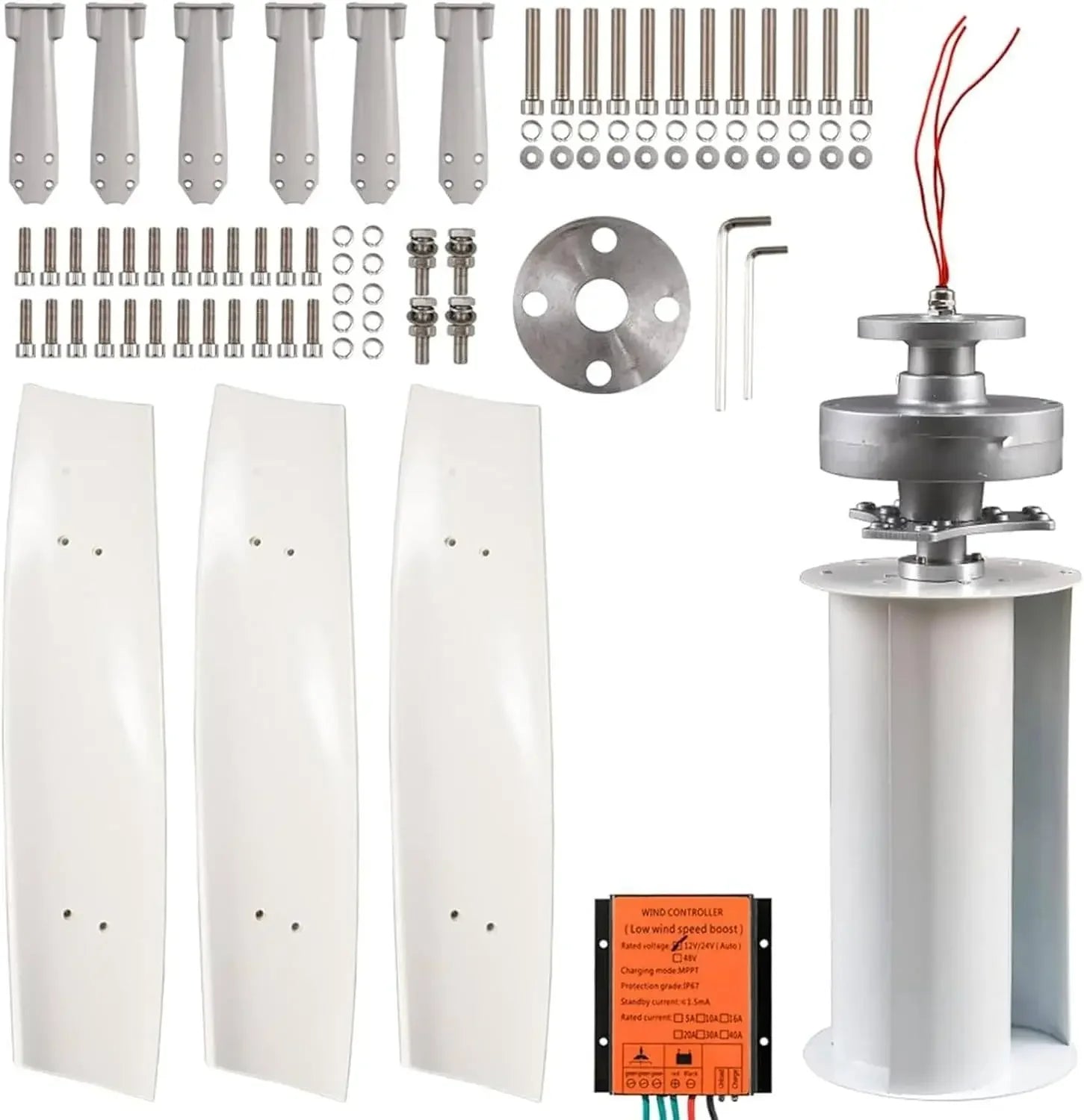 4000W Wind Turbine Generator,12V 24V 48V 220V with 3 Blades Wind Vertical Turbine Generator Permanent Magnet Generator Wind Turb