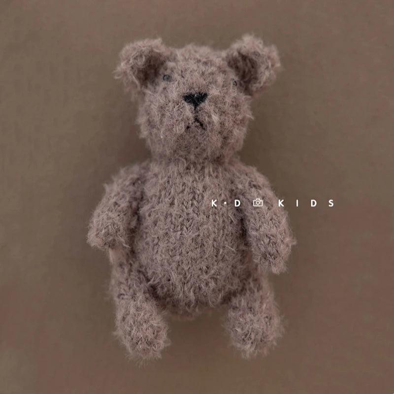 Newborn Photography Bear Costume Knitted Balloon Decorative Props Baby Plush Hat Jumpsuit Set Photo Studio Shooting Accessories