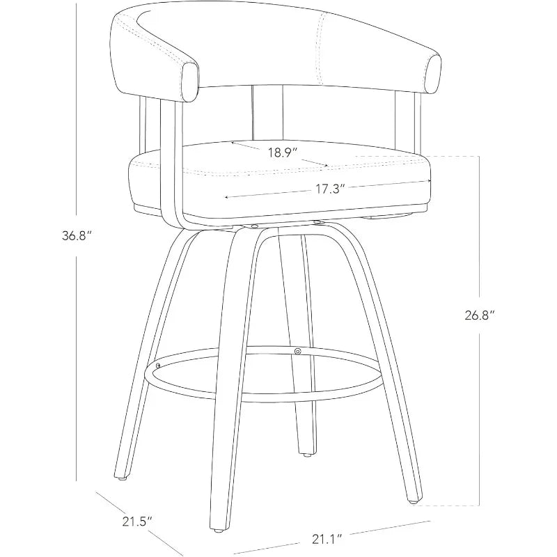 CHITA Swivel Counter Height Barstools Set of 2, FSC Certified Faux Leather Upholstered Bar Stools with Back and Armrest