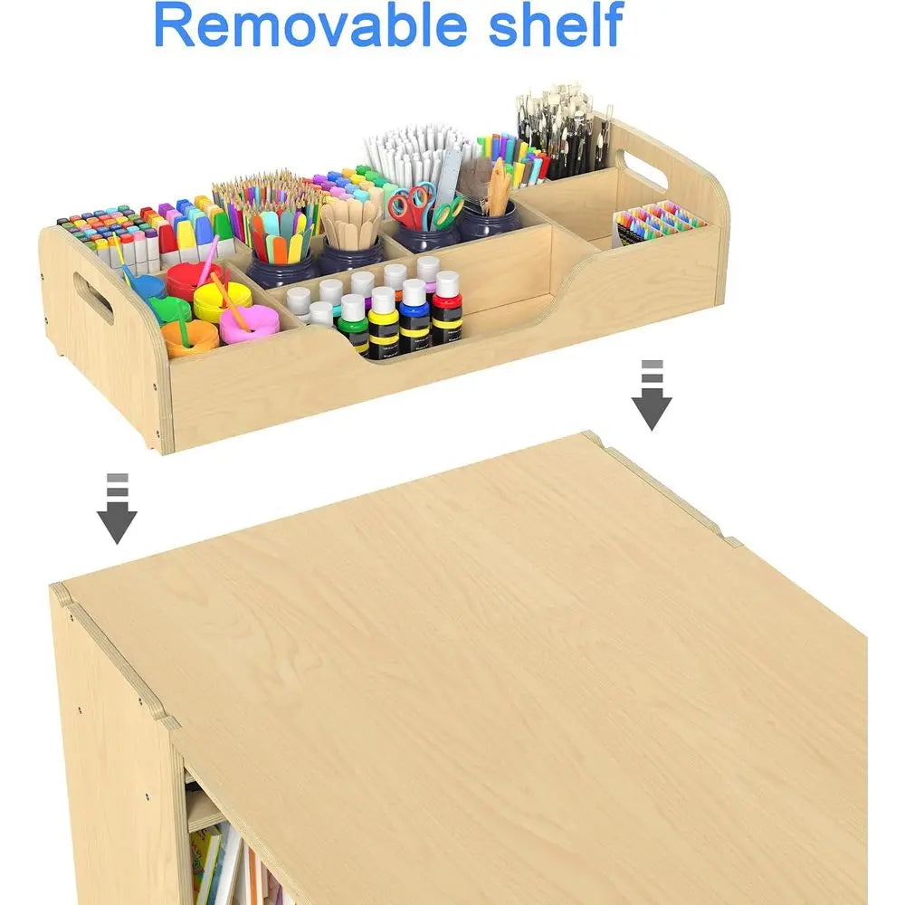 Kids Art Table and Chairs Set, Crat Desk with Large Storage and Portable Art Supply Organizer or Children Ages 8-12, 47" L x 30"