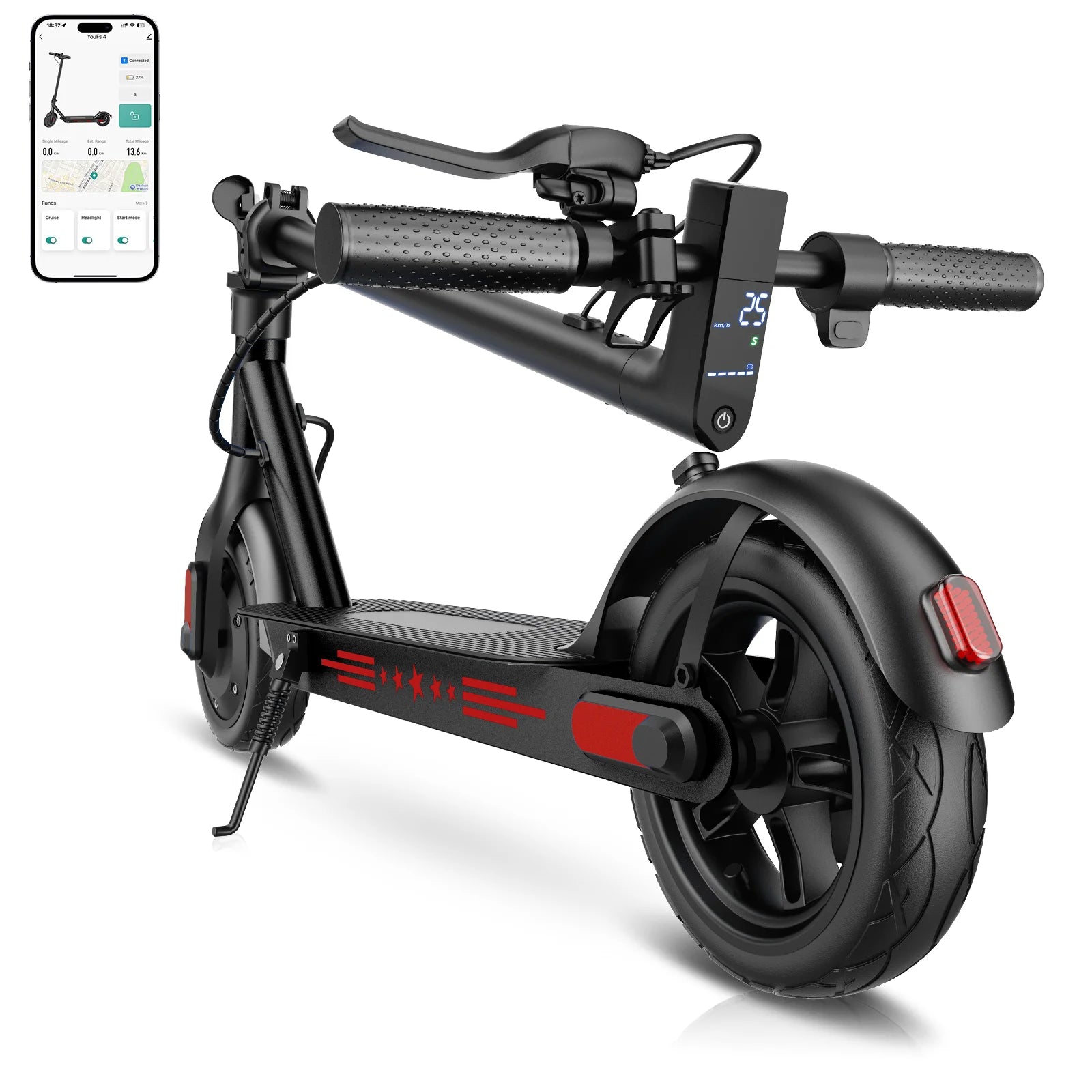 HiQiS V9 Max Electric Scooter 10Ah Power Battery 350W Motor Front And Rear Shock Absorbers E-Brake Drum Brake City Commute Hike