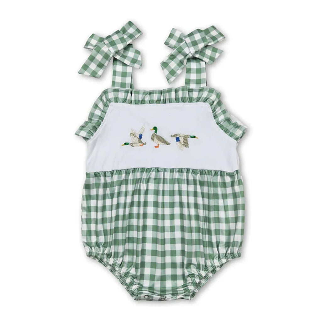 Baby Bubble Romper Fall Pumpkin Dog Mallard Duck Embroidery Newborn Sleeveless Bow Short Sleeve Infant Boy Girl Outfit