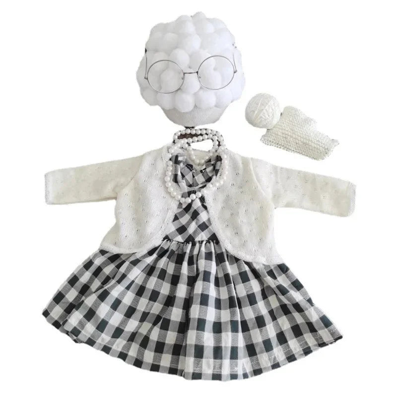 Newborn Photography Props Baby Girl Grandma Outfit Baby Boy Grandpa Costume Cosplay Clothes Infant Photo Shooting Newborn Outfit