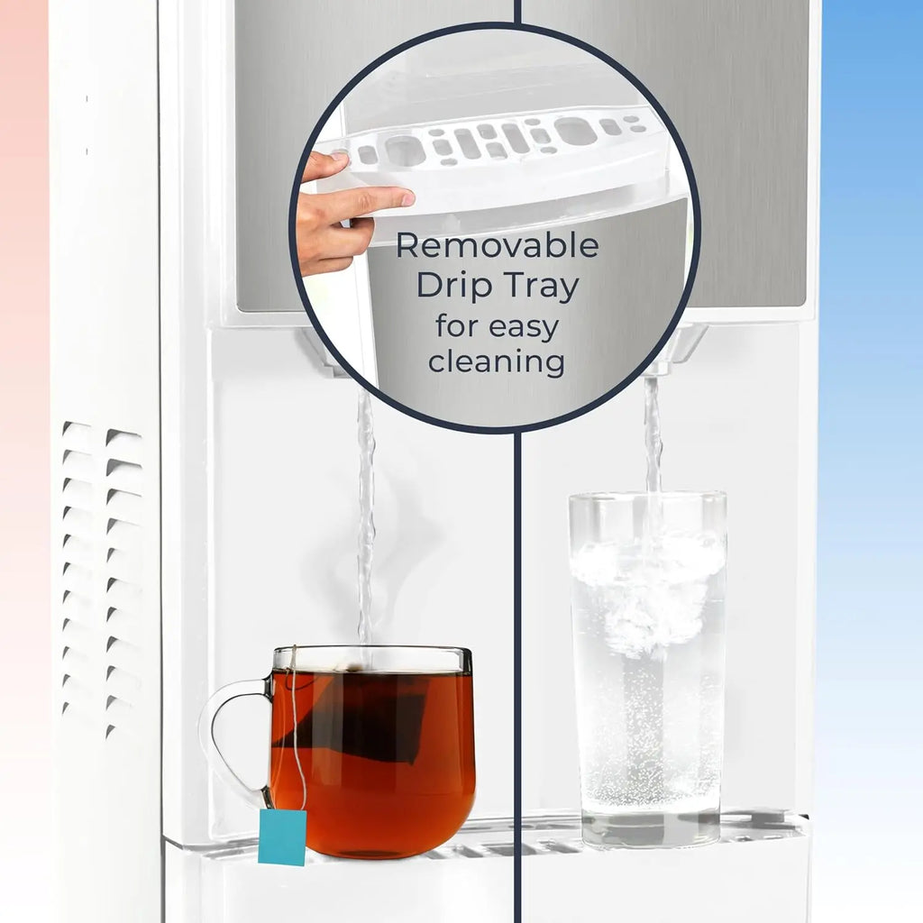 Bottom-Loading Water Dispenser with Hot, Cold & Room Temp, Fits 3-5 Gallon Jugs, Child Safety Lock for Home or Office