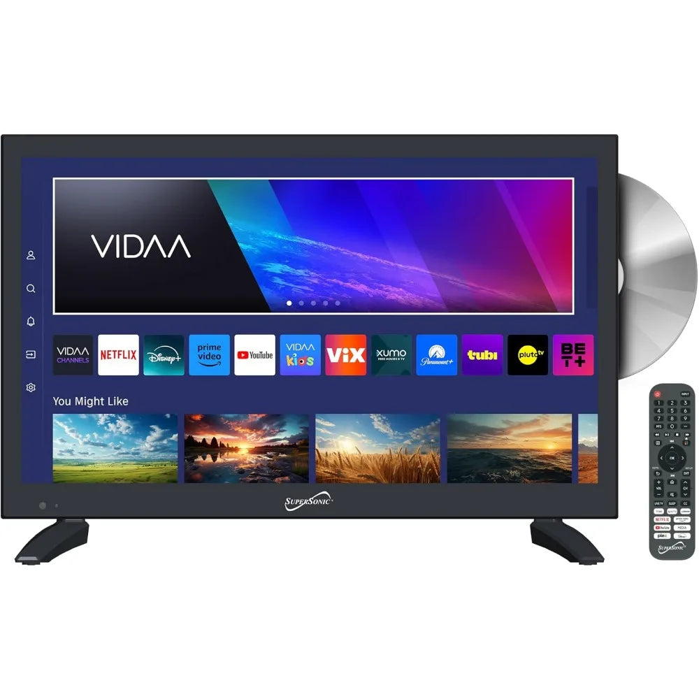 19-inch LED Smart HDTV with DVD Player, HDMI, 1080p, WiFi, USB, AC/DC Compatible for Home, Kitchen, or RV