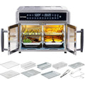 Dual-Zone Air Fryer Toaster Oven Combo 28 QT Extra Large Non Toxic Stainless Steel Convection Oven with French Door Countertop