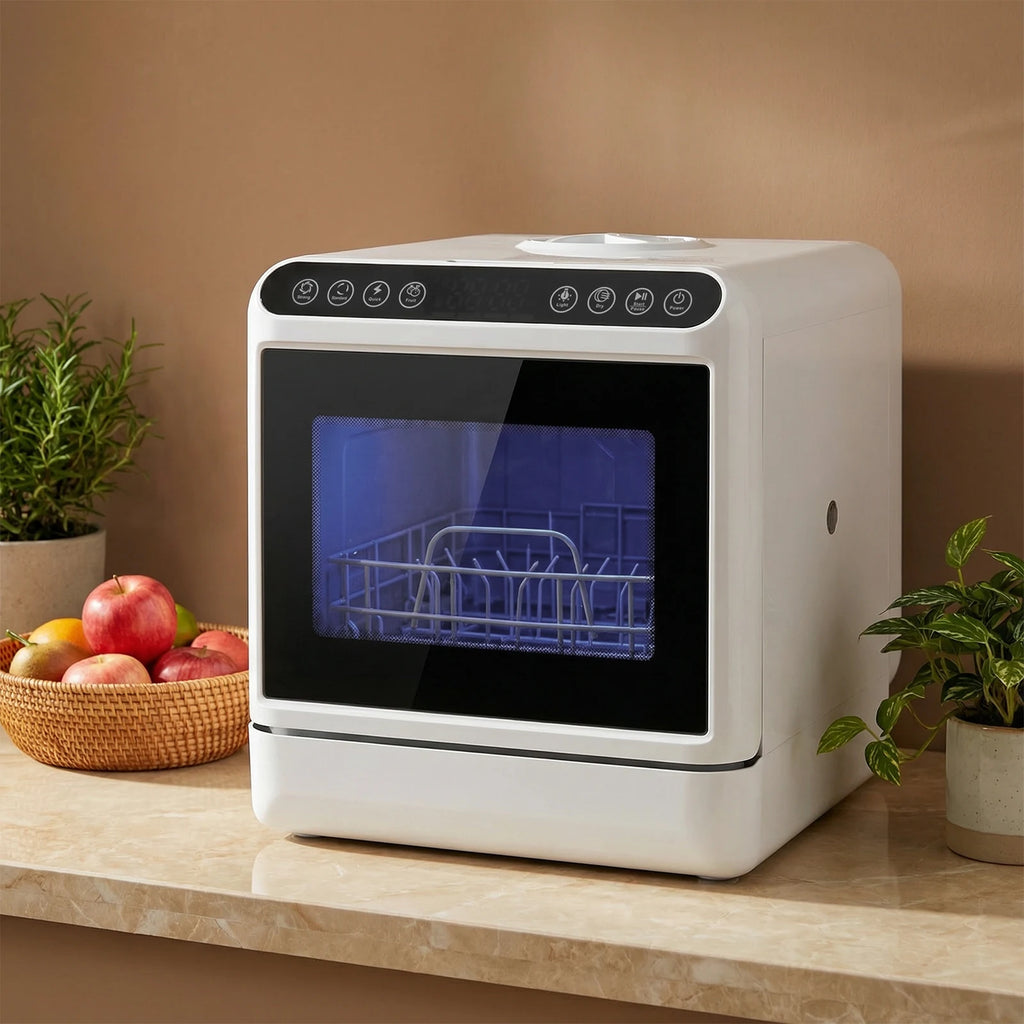 Mini Dishwasher with 6L Built-in Water Tank Automatic Dishwasher No Hookup Needed High-Temp& Air-Dry Function for Apartments
