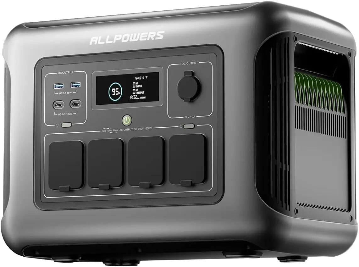 R1500 LITE Portable Power Station, 1056Wh LiFePO4 Battery for Home Backup Power, 1600W AC /100W USB-C Output(Peak 3200W), Solar
