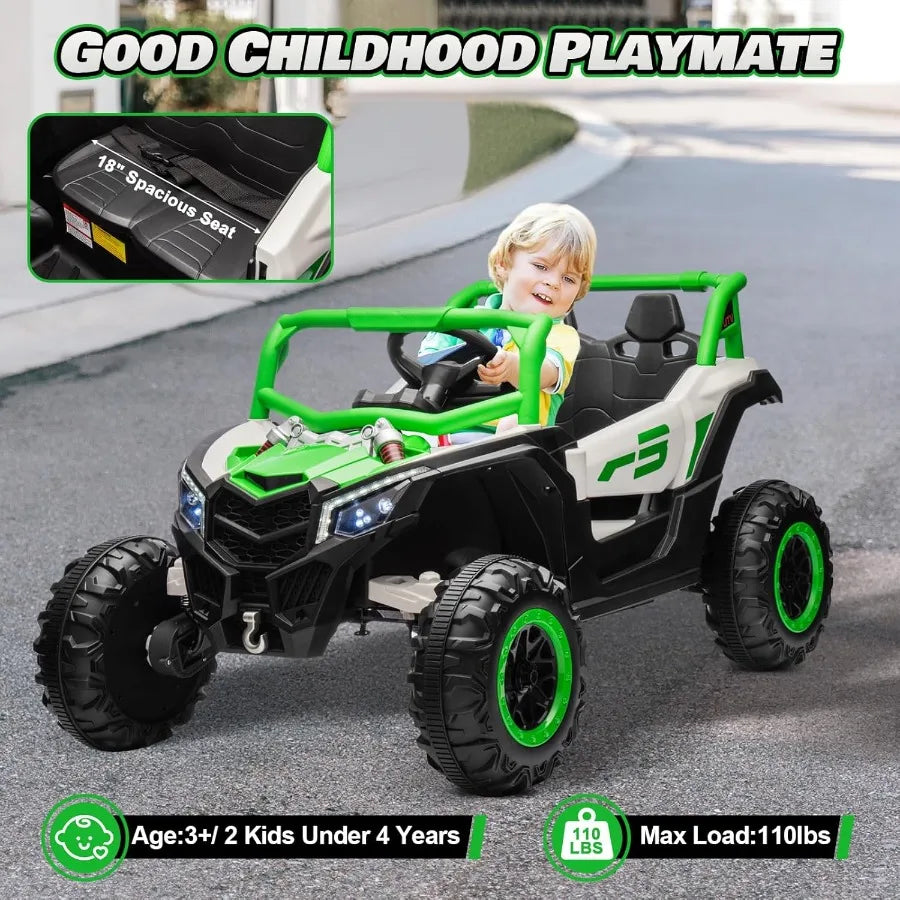 24V Ride On Car for Kids w/Remote Control, Battery Powered Off-Road UTV, 4x150W Motors,4 Shock Absorbers, 4.5 Mph Max Speed, Blu