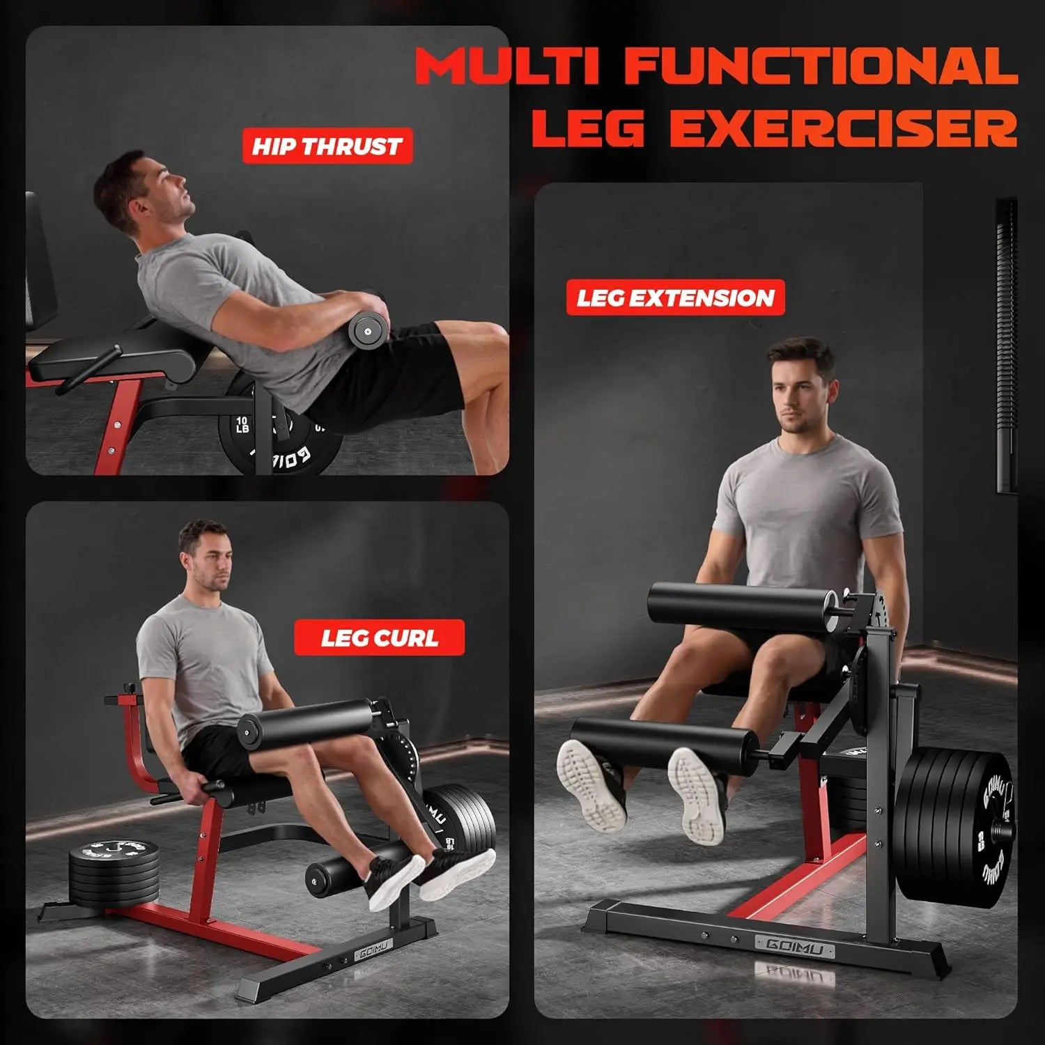 4 in 1 Lower Body Workout Machine for Home Gym, Alloy Material, Green Color, Adjustable and Plate - Loaded