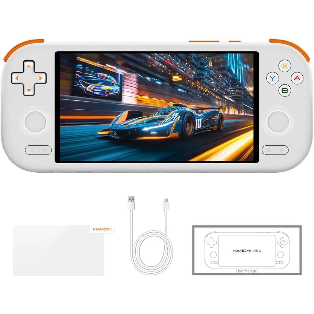 5.5" IPS LCD Android 14 Gaming Console, 5000mAh Battery, DDR4+64G eMMC, Wireless, RGB Joystick/6-Axis Controls (White)