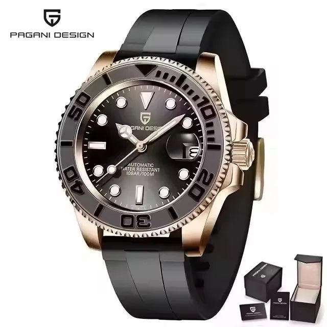 PAGANI DESIGN 2026 40MM Rose Gold Black Sports Watch with AR Coating Sapphire Glass Watch Mechanical automatic watches for me