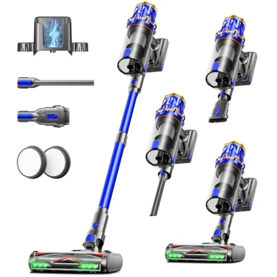 Cordless Vacuum Cleaner for Home Use, ABS Plastic, Black, 650W Power with 55KPA Suction, 70-Min Runtime, Self-Standing Design,