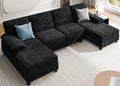 Meilocar Sectional Couches for Living Room, U Shaped Couch 4 Seat Sectional Sofa with Chaise and Armrests, Comfortable Fabric