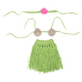 1Set Newborn Photography Props Baby Luau Outfit Straw Skirt Headband Toddler Photo Shoot Costume Infant Photoshoot