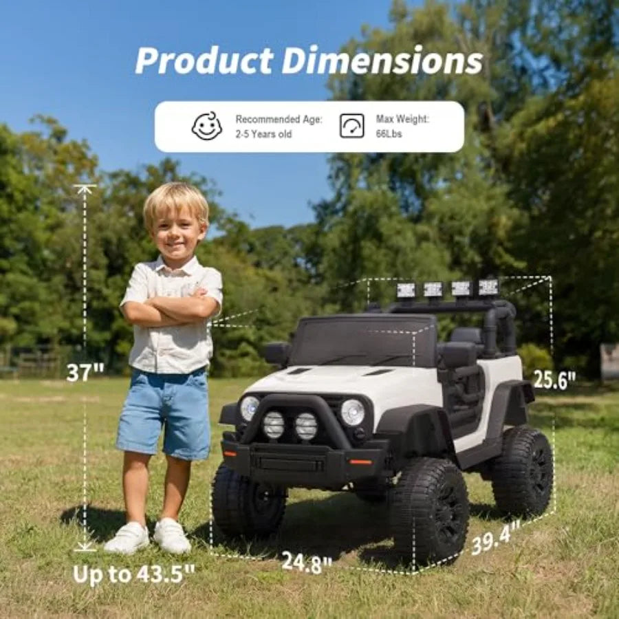 Ride on Car Toy 24V Electric Car for with Remote Control 2x200W Motors - White
