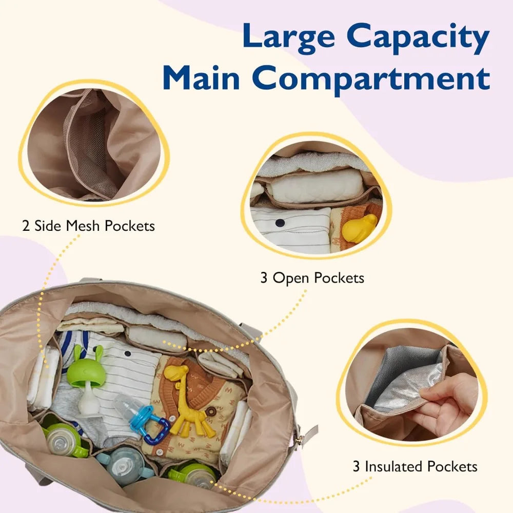 Mommore Diaper Bag Tote, Large Capacity Travel Diaper Bags, Hospital Bag for Labor Delivery, Baby Bag for Labor Delivery