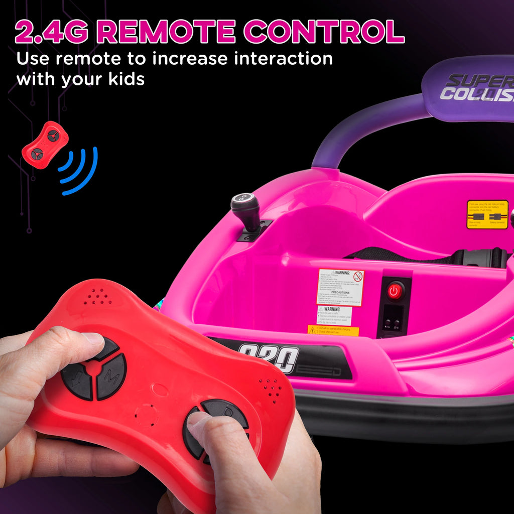 12V Kids Ride on Electric Car with Parent Remote Control LED Lights Music Player for Ages 24-60 Pink, Built-In Music Player, LED Headlights