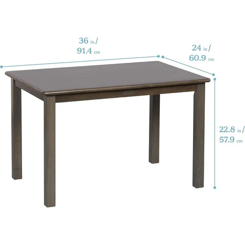 24in x 36in Recular Hardwood Table and Chair Set, 12in Seat Height, Kids urniture, Grey Wash, 3-Piece