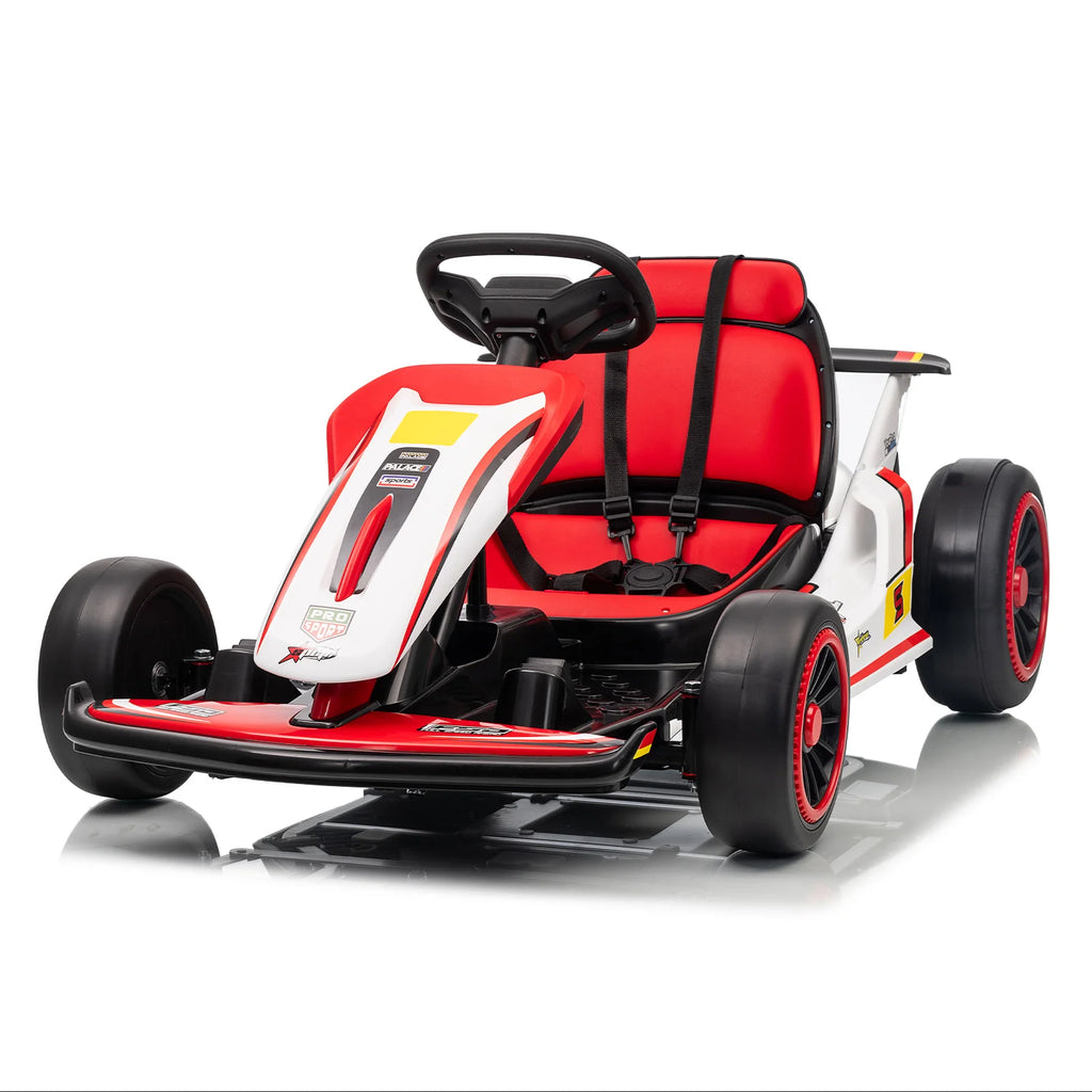 MUKIDY 24V Electric Go Kart,Drift Cart for 6+ Kids Gifts,Battery Powered Outdoor Ride on Toy Car Kids Go Kart with Safety Belt