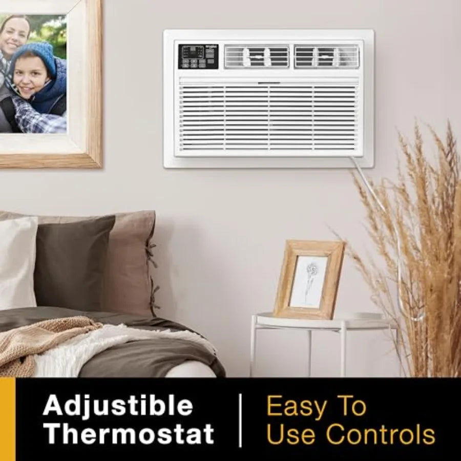 Through the Wall Air Conditioner for Living Room Bedroom Kitchen, 8000 BTU White Unit with Dehumidifier and Remote Control, Coo