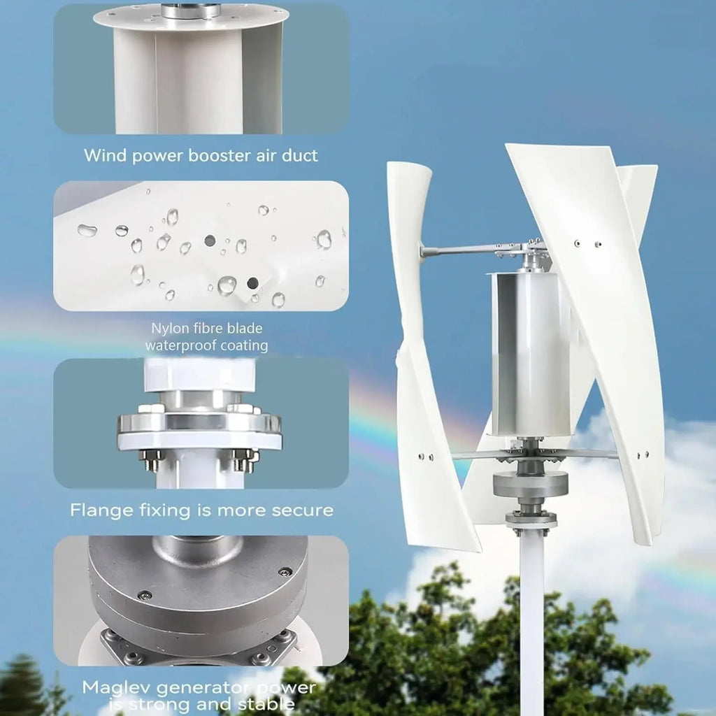 Wind Turbine Generator Kit,3000W Magnetic Levitation Upright Wind Turbine 12V 24V 48V 220V with Waterproof Charge Controller Ele