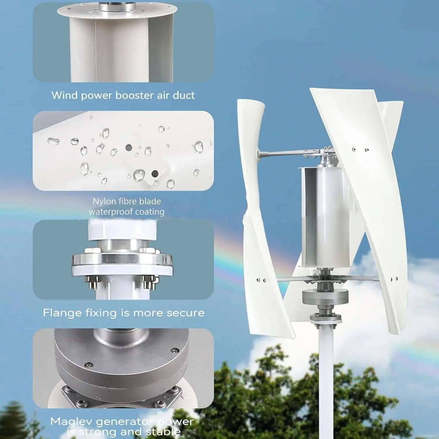 Wind Turbine Generator Kit,3000W Magnetic Levitation Upright Wind Turbine 12V 24V 48V 220V with Waterproof Charge Controller Ele