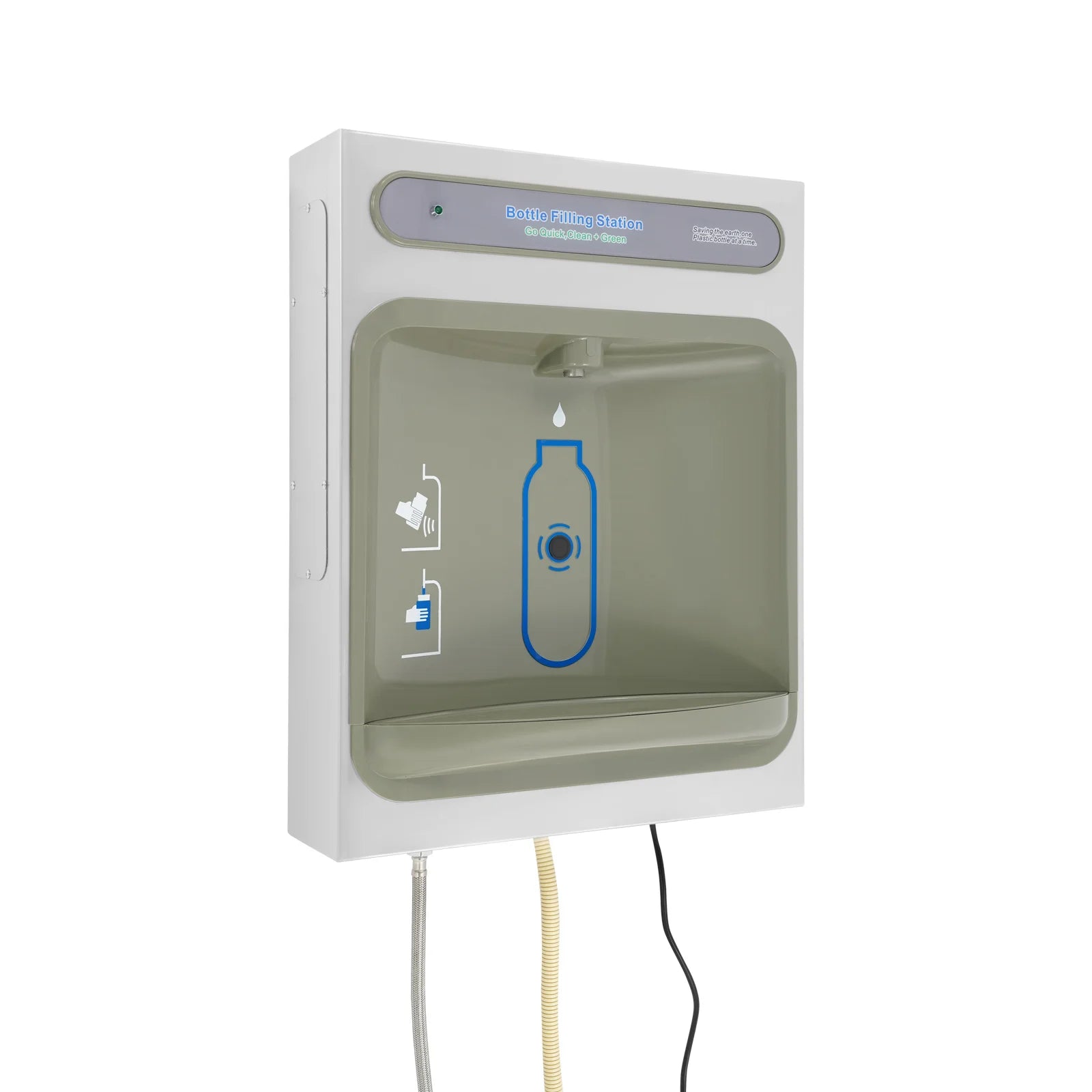 Wall Mounted Water Dispenser Touchless Sensor, Induction Bottle Filling Station 1.8GPM, 304 Stainless Steel Filtered for Office Home Gym