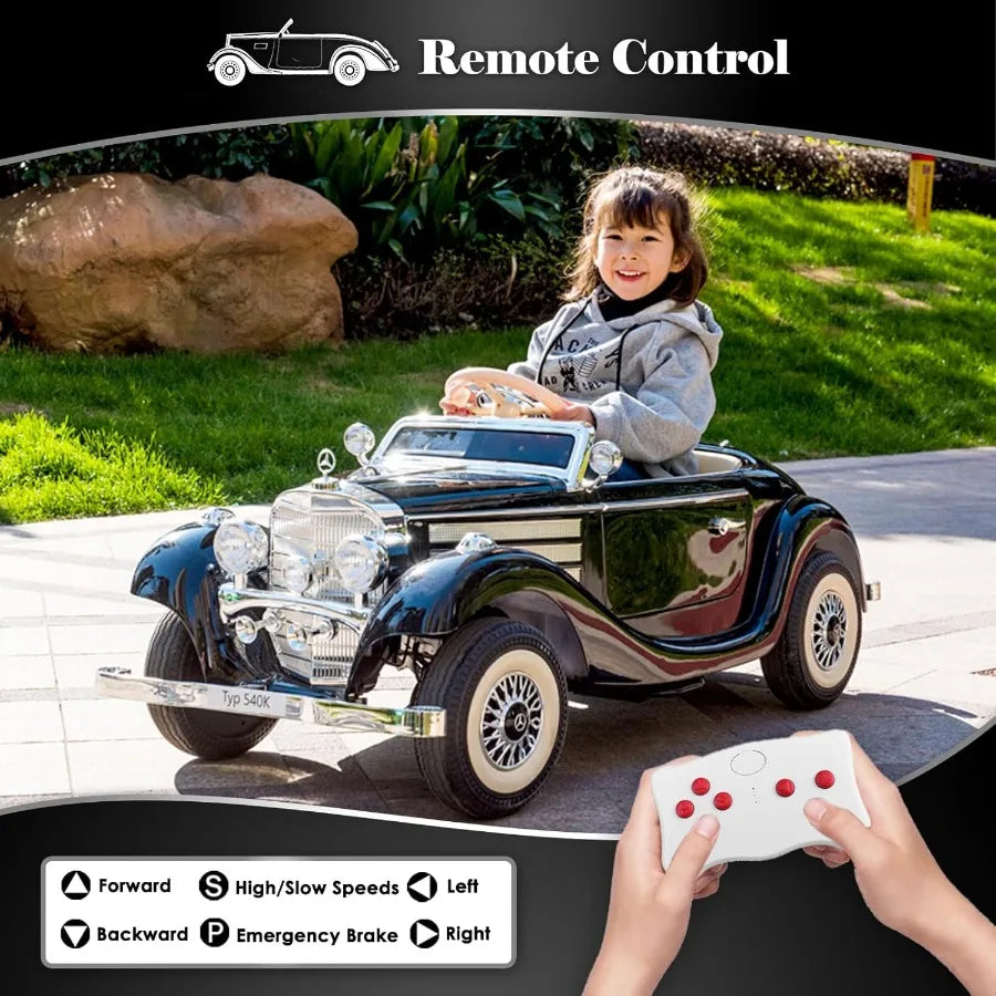 Kids Ride On Car with Remote Control Compatible with Mercedes Benz 12V 14Ah Power Vehicles Wheels Parent-Child Max Load 220Ibs R