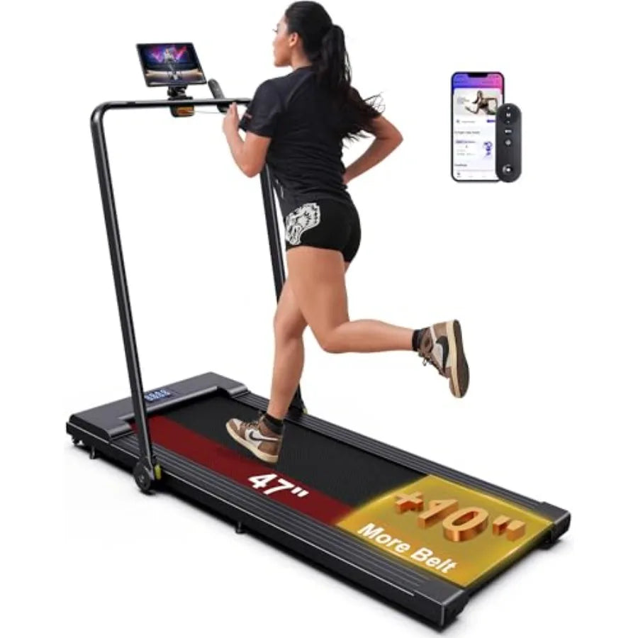 Under Desk Walking Pad Treadmill with BLDC Motor for Home Office 8.7 MPH Speed Fits up to 6' Height 47x16 Super-Long Desk Compa