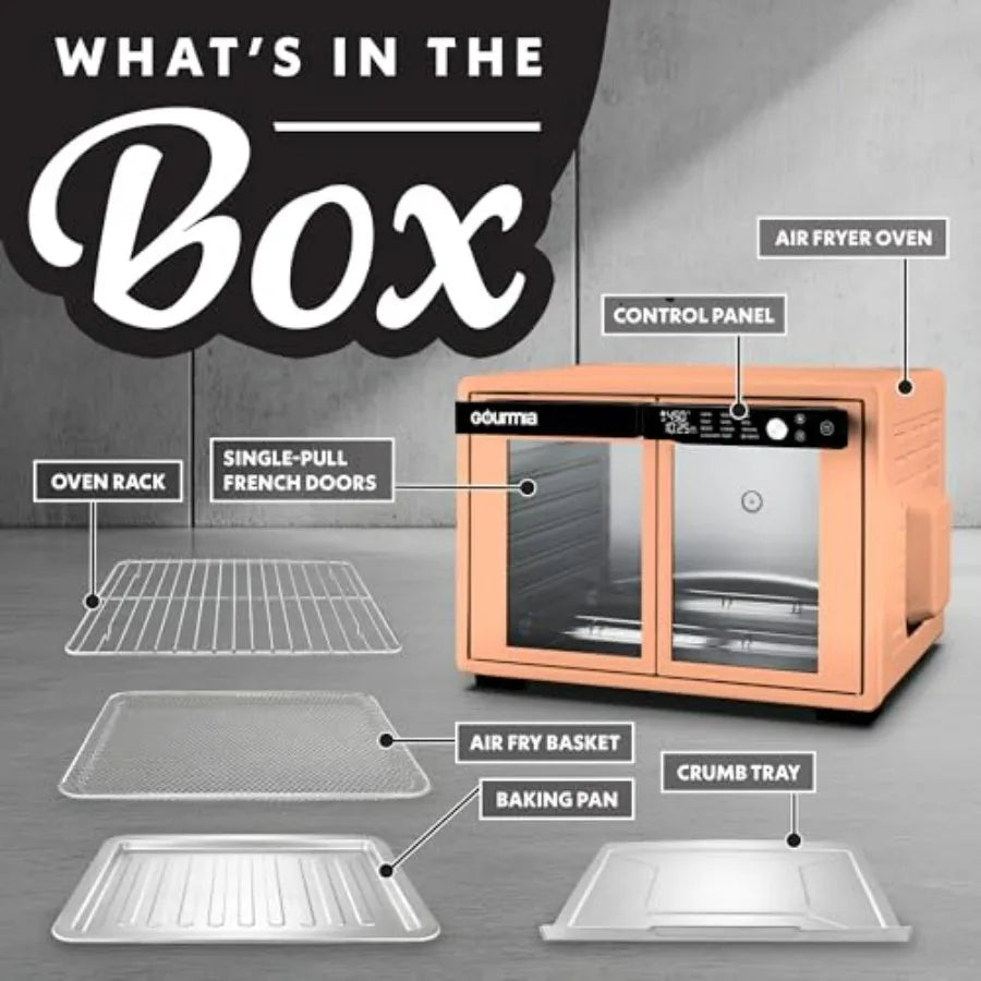 French Door Air Fryer Oven 37 Qt Large Ccity Convection Toaster Oven FryForce 360 Digital Display 12 Cooking Presets Dehydrate