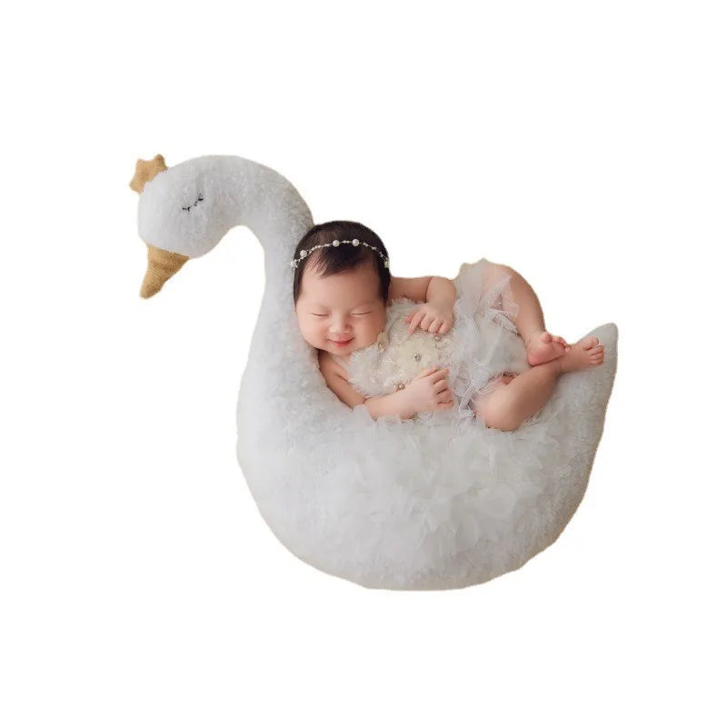 Newborn Photography Prop Swan Lace Outfit Set for Baby Photo Shoot 100 Days Studio Session
