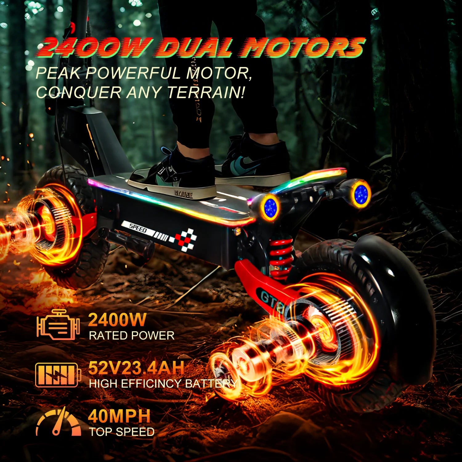 Electric Scooter,45Miles Long Range 40MPH Top Speed E Scooter,11" Offroad Tire Scooter for Adults with Turn Signals&APP