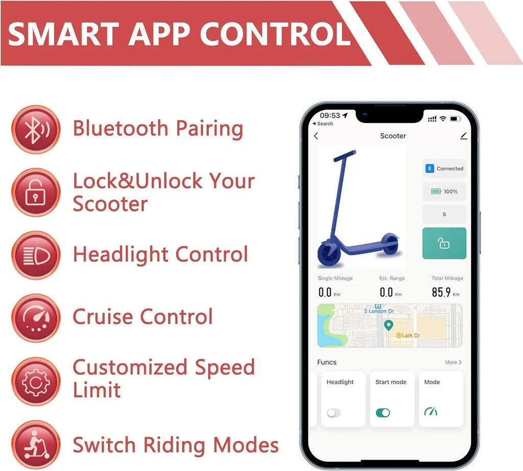 Electric Scooter for Adults, 8.5", 19Mph, 350W Motor, 21Miles Range, Folding E-Scooter with APP