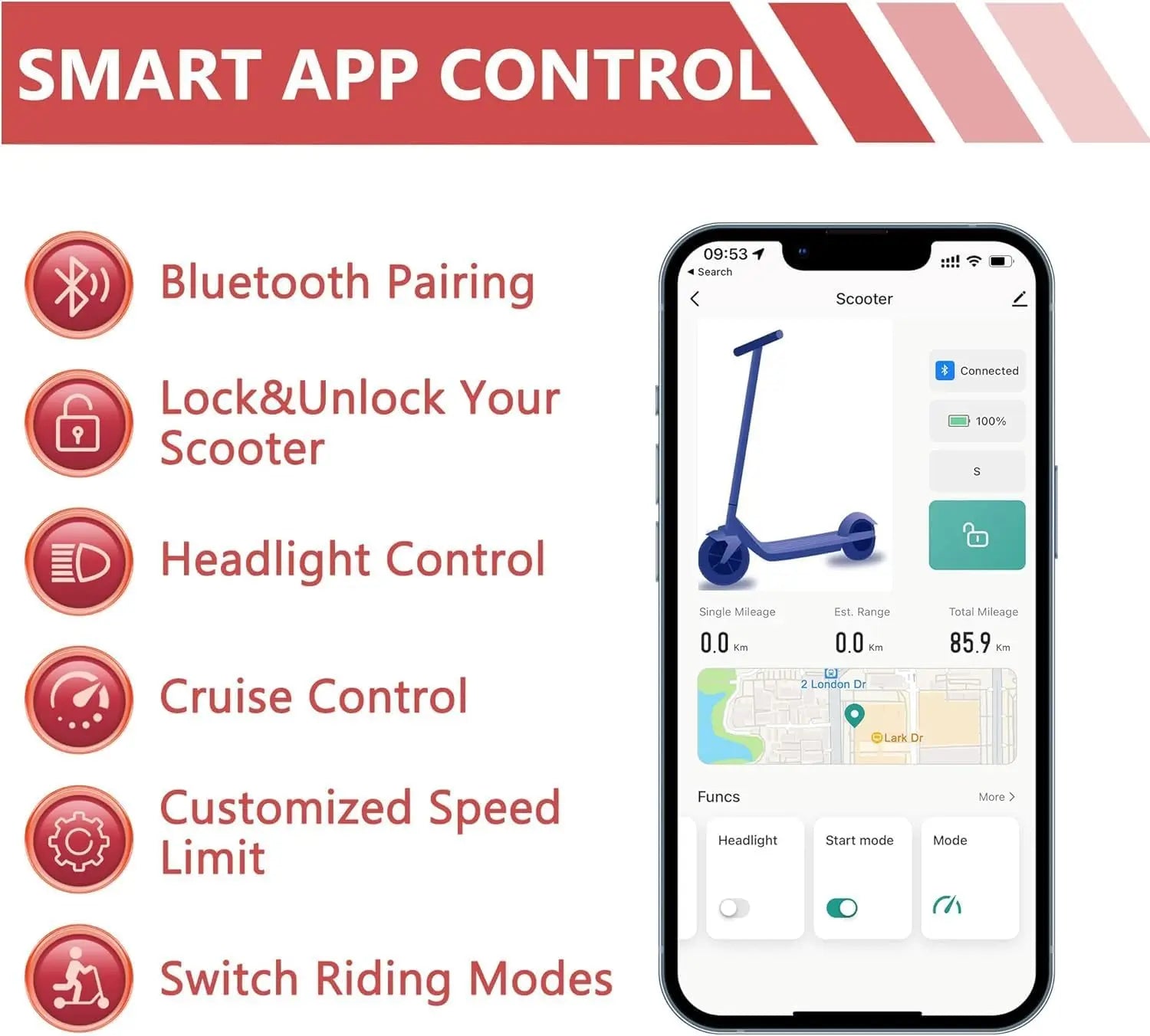Electric Scooter for Adults, 8.5", 19Mph, 350W Motor, 21Miles Range, Folding E-Scooter with APP