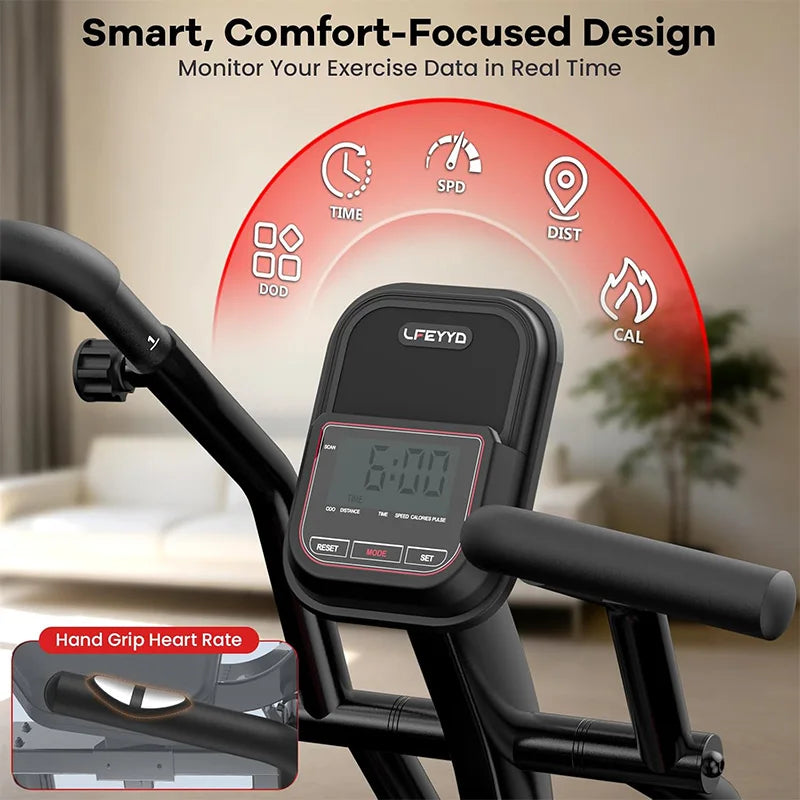 Pooboo Recumbent Exercise Bike for Home, Stationary Bike with Arm Exerciser, 16-Level Magnetic Resistance, Bluetooth App, LCD Monitor, 450LBS Capacity, Heart Rate, Heavy-Duty Frame, Low-Impact Cardio&Physical Therapy