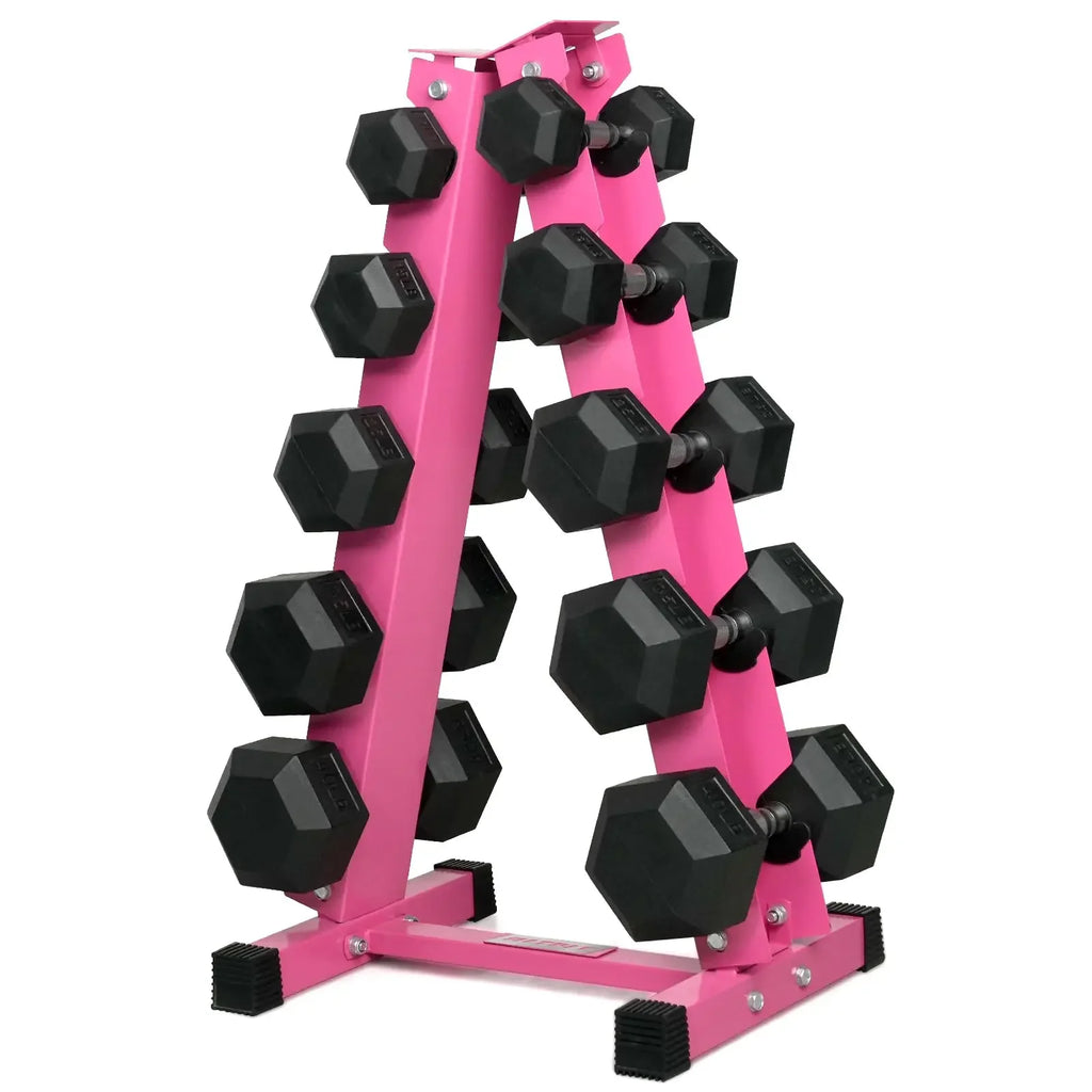 RitFit 250LB/300LB/350LB/550LB/650LB Rubber Hex Dumbbell Sets with Weights Rack, Multiple Color Choices Available