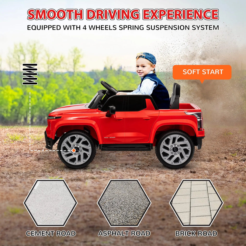 12V Kids Ride on Electric Car with Parent Remote Control Suspension LED Lights Music Player 0.8-2MPH for Kids Red, Built-In Music Player
