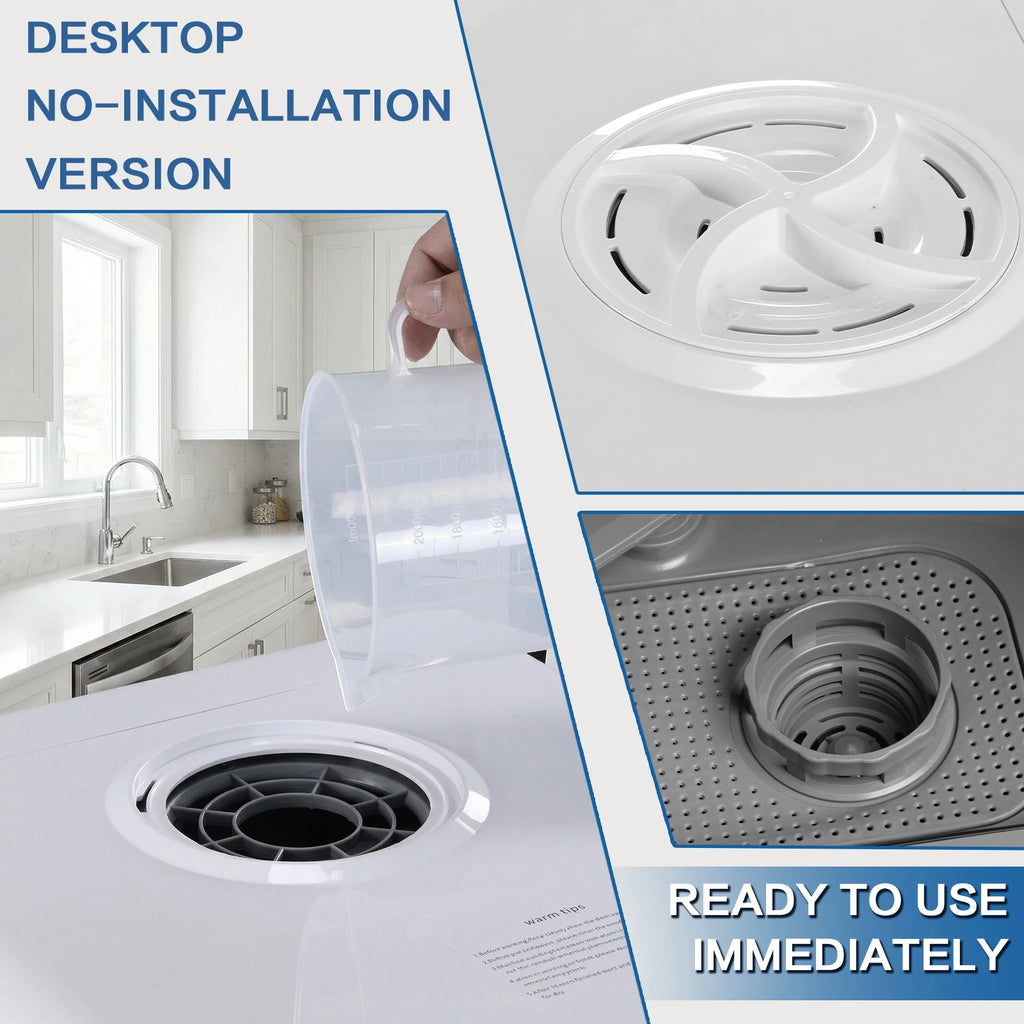 Mini Dishwasher with 6L Built-in Water Tank Automatic Dishwasher No Hookup Needed High-Temp& Air-Dry Function for Apartments