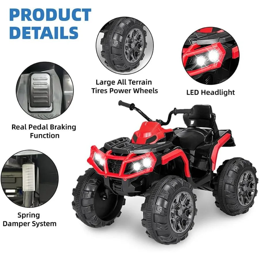 24V Ride on ATV 4 Wheelers Ride on Cars for 3-5 Years Old with Music Player Red
