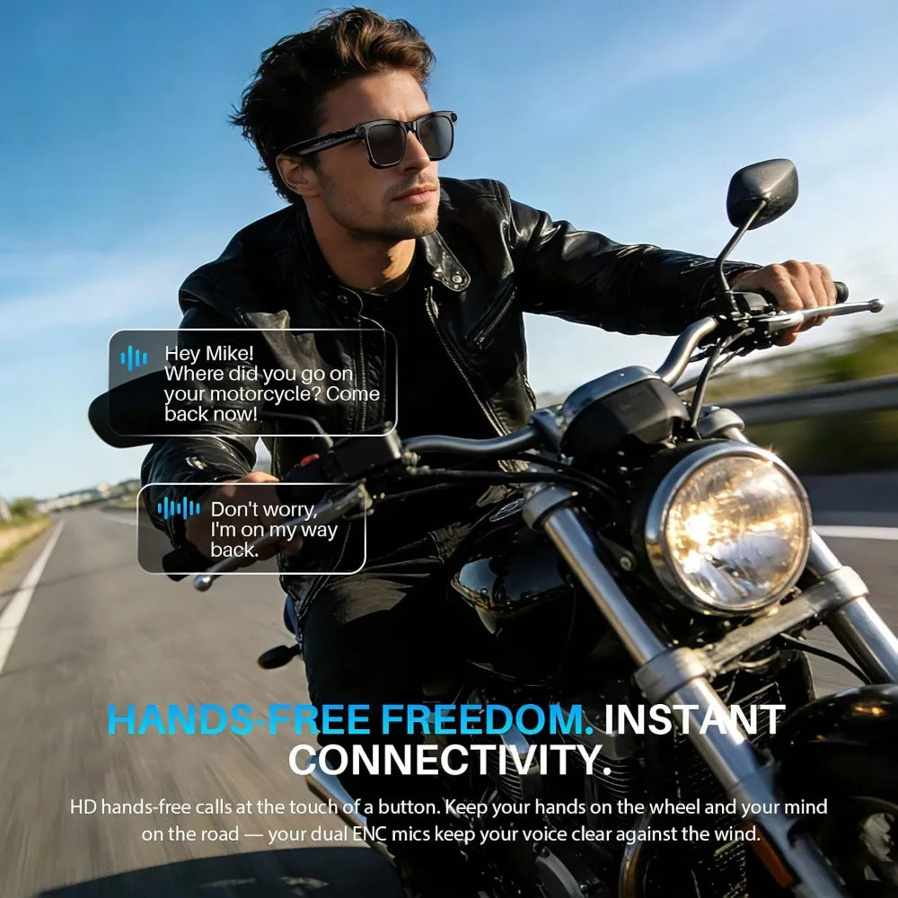 HD 1080P Glasses: 8MP Photos, Auto-Tint Lenses, Open-Ear Audio, Voice Assistant, AI, Translation, LED Privacy, IPX4
