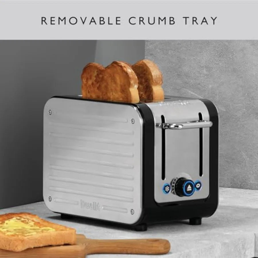 Design Series 2 Slice Toaster Polished Stainless Steel with Black Trim Extra-Wide Slots Peek and Pop Function Patented Perfect