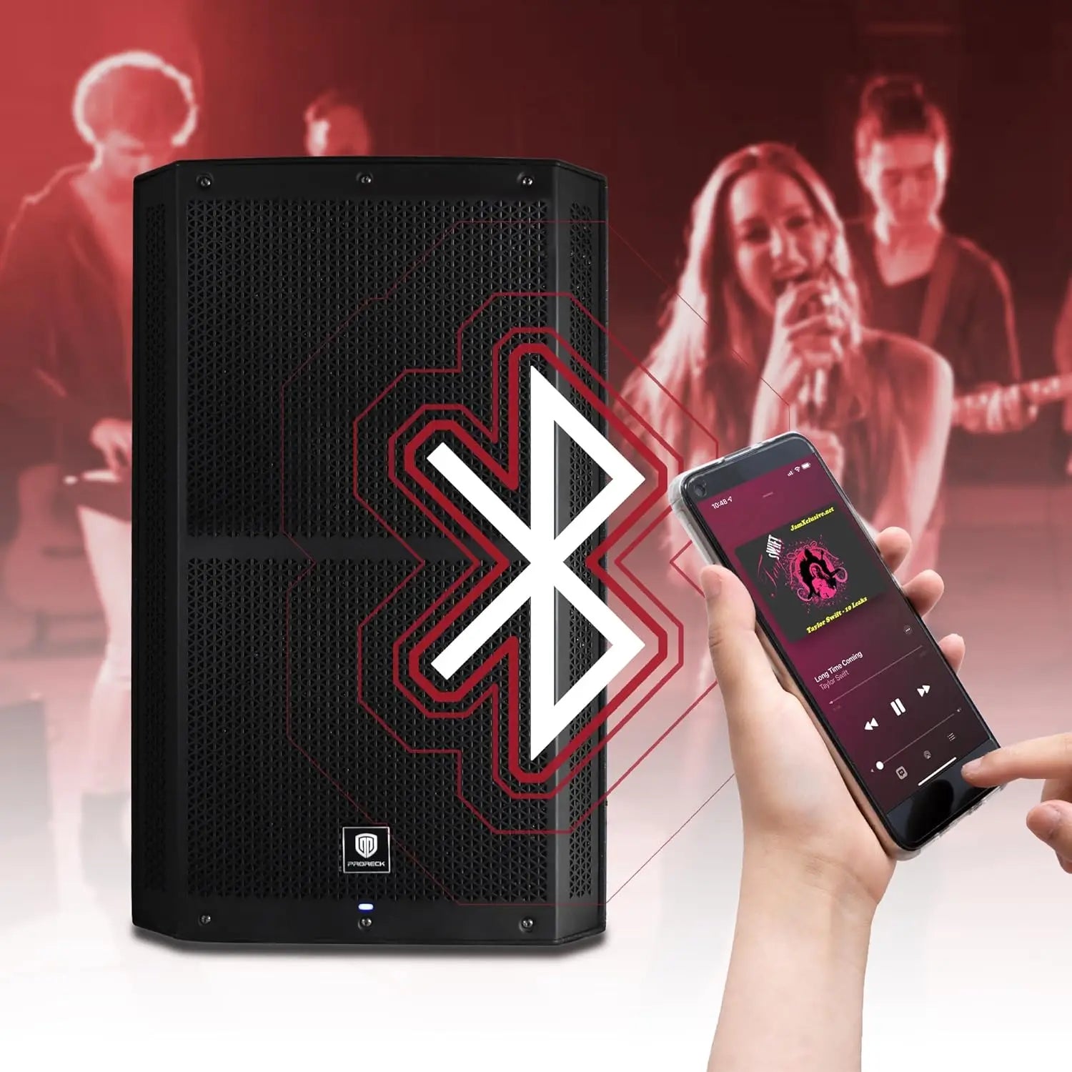PRORECK SP-15 15-inch 1400W P.M.P.O Stereo Powered Stage Monitor, 3 Channel Inputs PA Speaker with Bluetooth/DSP Processor