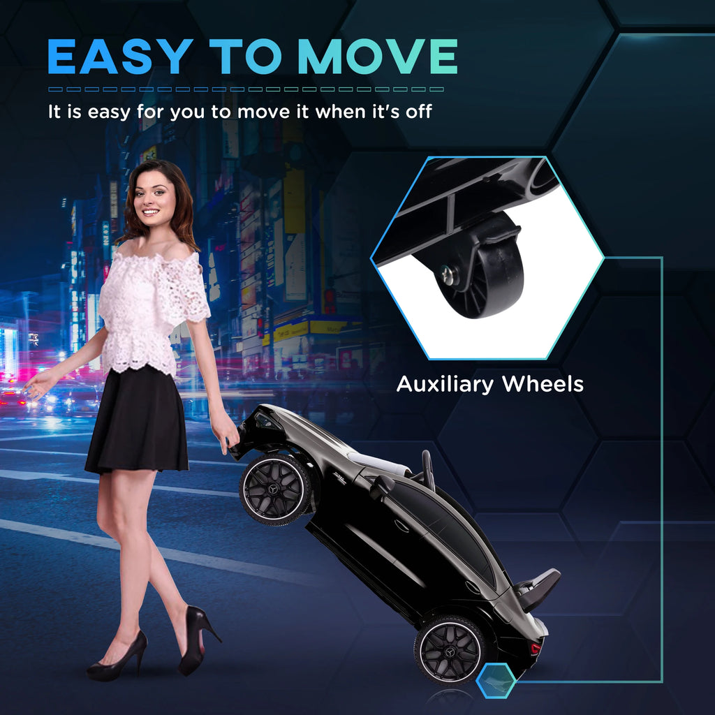 12V Kids Ride on Electric Car with Parent Remote Control Suspension LED Lights Music Player 1.9-3.1MPH for Kids Black, Built-In Music Player