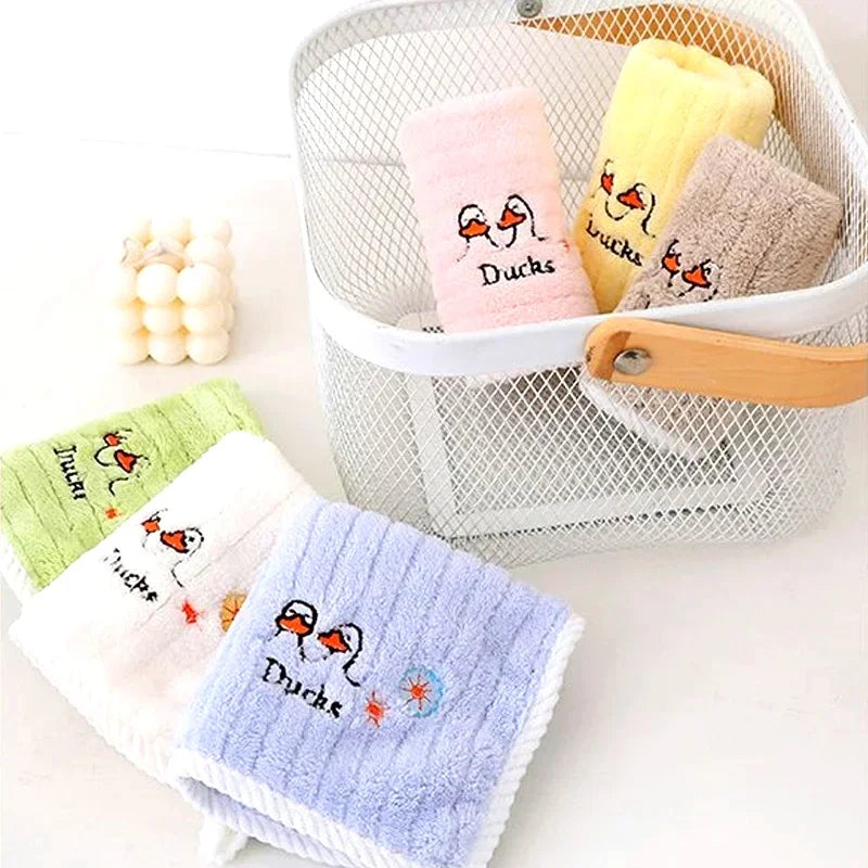 5pcs Set Baby Towel Coral Velvet Newborn Square Face Towels Soft Absorbent Cartoon Embroidery Animal Home Children's Hand Towel