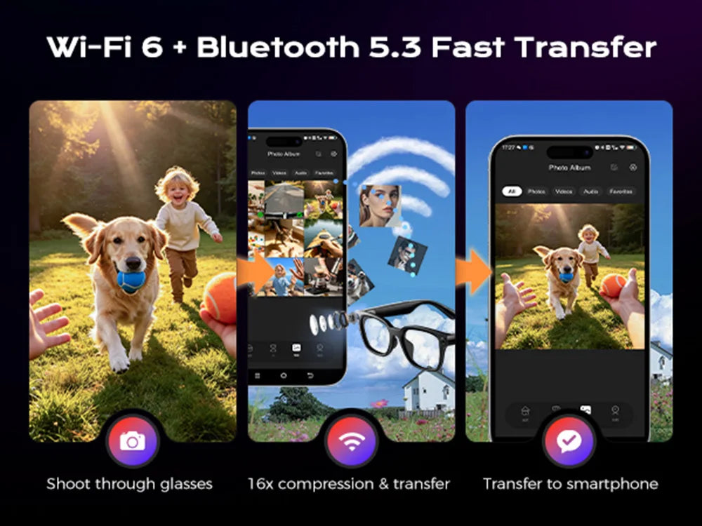Domars AR Smart Glasses Take Photos Navigate in Real Time Translate Teleprompter Voice Assistant AI Glasses with 210 mAh Battery